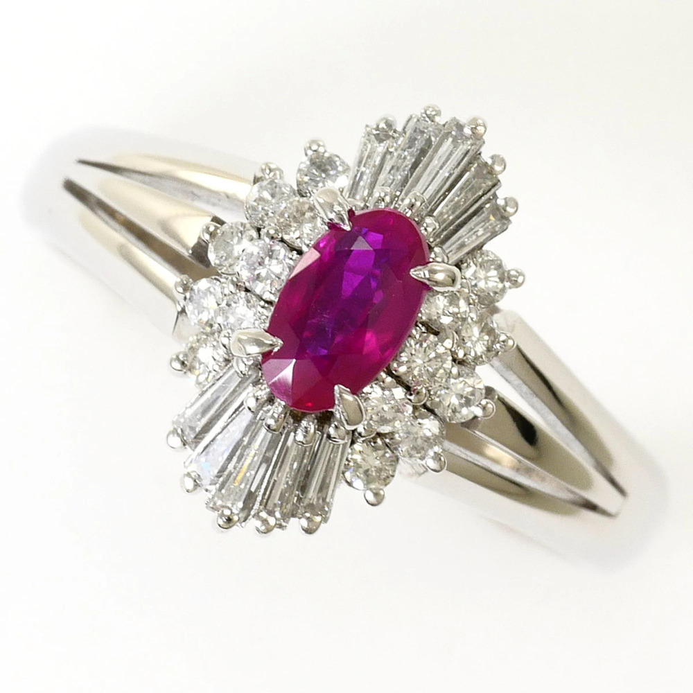 PT900 Platinum Ring, Ruby 0.38ct, Diamond 0.31ct, with Certificate of Authent...